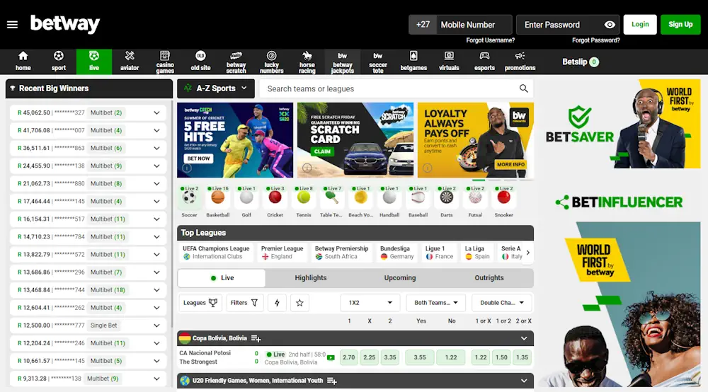 Betway Casino and Sportsbook Screenshot
